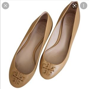 Tory Burch leather tan ballet slippers size 7.5